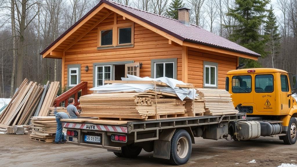 Unloading of materials for a dacha siteфото